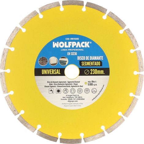 Disque diamant 230 mm. Travail général Segmenté Fritté