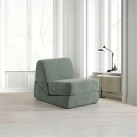 Chauffeuse convertible verte bouclette, lit d'appoint SAPPO (1/5)