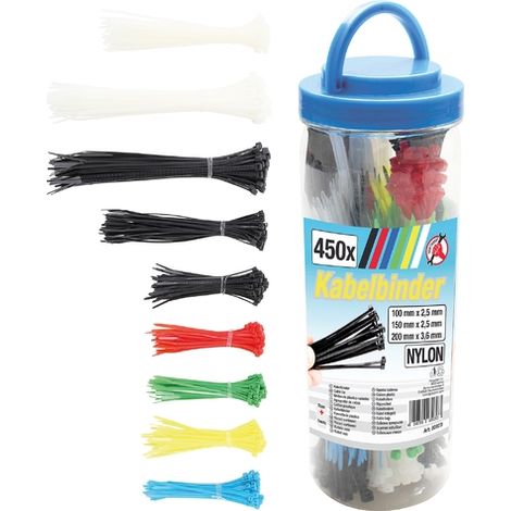 SERRE-CÂBLES ASSORTIMENT DE, COULEUR, 450 PIÈCES (1/4)