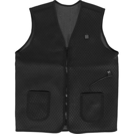 Veste chauffante USB électrique Noire Taille L 8 zones de chaleur 3 niveaux de température unisexe extérieur (1/5)