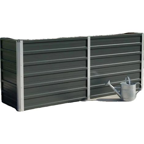 Macetero, acero galvanizado duradero, diseño alto, negro. (1/2)