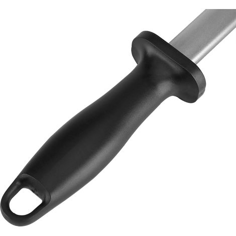 Afilador de cuchillos de diamante n.° 600 – 430 mm (12 pulgadas), portátil, para la cocina – Negro, mango de plástico antideslizante con gancho para colgar. (1/5)