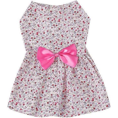 Vestido floral para perro, lindo, estilo broche, vestido de princesa con lazo fino, pequeño, fresco, dulce, sección primavera verano, vestidos de boda, falda para perro y gato 7 (1/5)