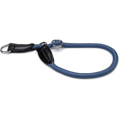 lionto Zugstopp-Halsband, verstellbar & leicht, Retrieverhalsband aus Nylon mit Stoppring, Länge 65 cm, Durchmesser 1 cm, blau