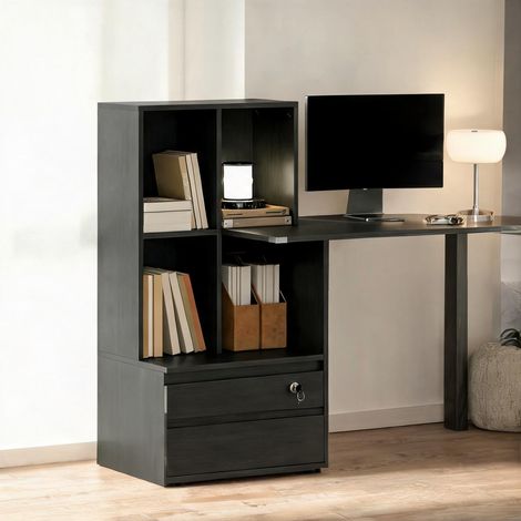 Bureau noir en panneau de particules 126 x 50 x 109 cm (1/5)