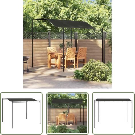 The Living Store Auvent de parasol 3 x 2,4 m Anthracite - Chapiteau - Abri Extérieur - Tente De Jardin - Parasol - Protection Solaire (1/5)