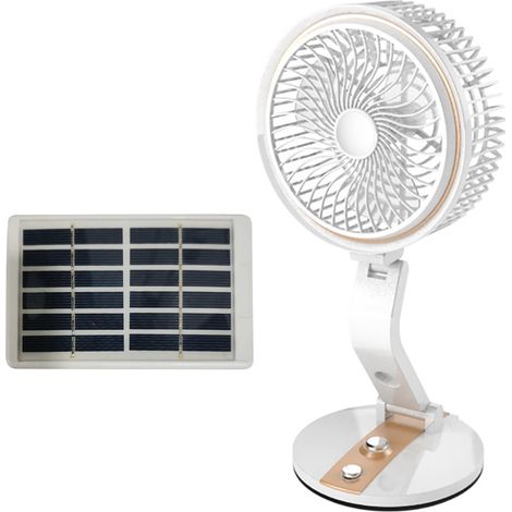 Ventilateur De Bureau Solaire - Avec Lampe LED - Rotation 360° - Silencieux - Pour Bureau Maison Bureau À Domicile - 1 Pièce (1/5)