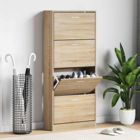 vidaXL Shoe Cabinet Sonoma Oak 63x24x147 cm Engineered Wood (1/5)