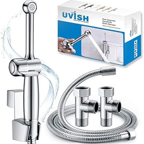 Bidet Toilette Kit Douchette wc Pomme de Douche Pour le Nettoyage la Salle Bain, Pulvérisateur pour L'hygiène Personnelle Quotidienne, Laiton Massif Chromé - (1/5)