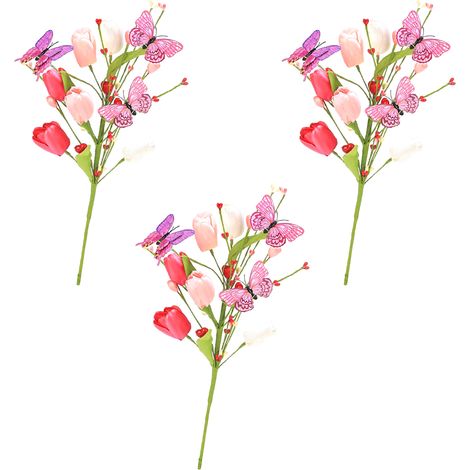 Soavoa Tulipes Artificielles Réalistes en Soie, Lot de 3 Branches pour Décoration Mariage Printemps Été, Faux Fleurs Intérieur Maison (1/4)
