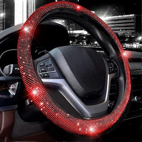 Housse de volant pour femme, ornée de cristaux et de diamants scintillants, protection universelle pour volant de voiture ou SUV, 15 pouces. (1/5)