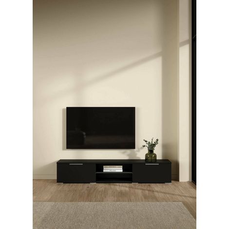 Dmora - Mueble de televisión Ammiro, Aparador de salón, Mueble bajo para TV, Base de pared equipada, 173x40 h33 cm, Negro (1/5)