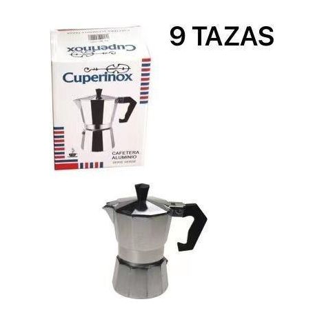9 tazas cafetera italiana clasica aluminio cuperinox serie verde