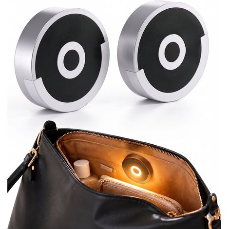Set di 2 lampade tascabili con sensore tattile capacitivo, ricaricabili, con batteria fino a 100 ore di autonomia, clip per borsa, dimensioni 4,9x1,8 cm, colore nero.
