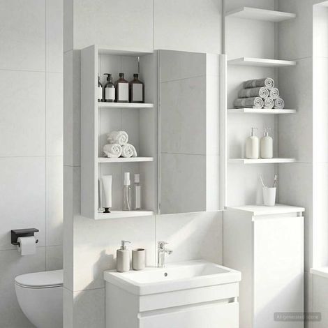 vidaXL Bathroom Wall Cabinet White 30 x 14 x 70 cm Engineered wood (1/5)