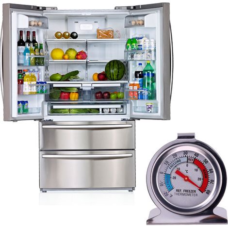 Kühlschrank- und Gefrierschrankthermometer, großes Zifferblatt, mit Haken (1/4)