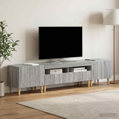 vidaXL 3 Piece LED TV Cabinet DELFT Grey Sonoma Engineered Wood (1/5)