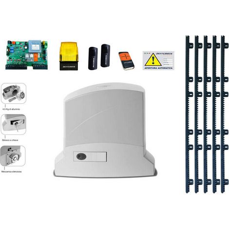 Kit Automazione Cancello Scorrevole 600kg 230v 5 Mt Cremagliera Si Adatta A Faac