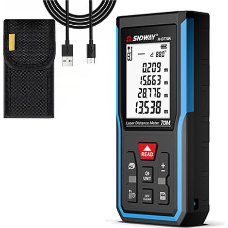 70m Rechargeable Laser Distance Measuring Tool, ±2mm Accuracy, M/in/ft Unit Switch, 9 Modes (With Battery) (1/5)