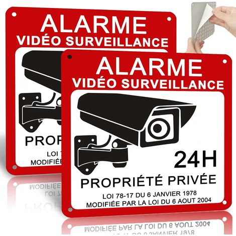 Panneau alarme video surveillance en aluminium 15x15cm (1/5)