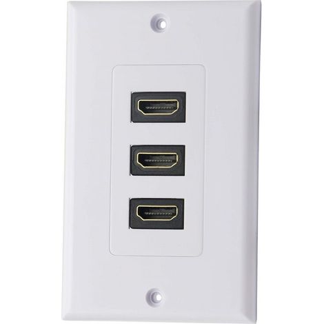 Piastra a parete HDMI 2.0 a 3 porte, componente HDMI, componente audio composito, presa a parete, supporta 4K 60Hz 1080P, perfetta per proiettore e home theater, bianca (3 HDMI)