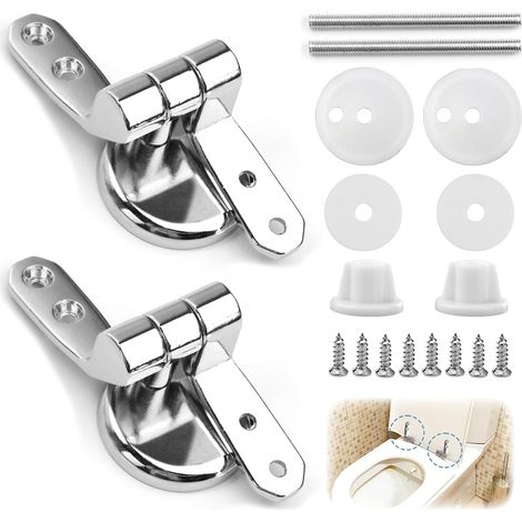 Set mit 2 WC-Sitzscharnieren, universelles Ersatzset, Scharnierzubehör (inkl. Schrauben aus Zinklegierung) (1/5)