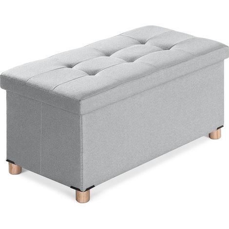 Banc de Rangement, Coffre de Rangement, Pouf Pliable, Montage Facile, pour Salon, Chambre, Entrée, Gris Clair, 76 x 38 x 38 cm (1/5)