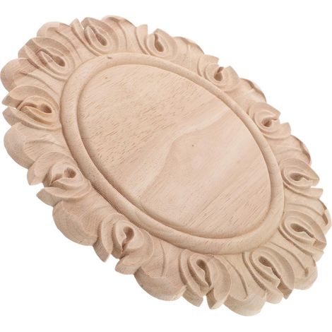 Round Carved Beige Wooden Decorative Wall Sconce, Vintage European Style, Adding Unpainted Detail to Doors and Bed Frames (1/5)