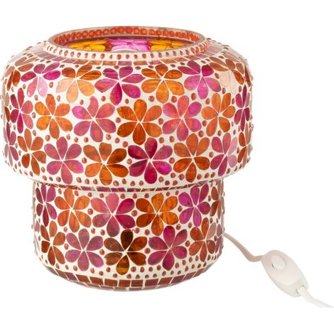 Lampe de table mosaïque fleurie rose - rose foncé et orange (1/4)