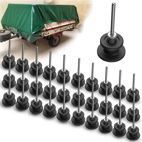 Lot de 30 Boutons Ronds de Fixation pour bâche de remorque - avec Rivets Inclus - en Plastique Dur Robuste pour Filet et bâche (1/5)