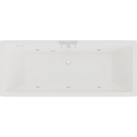Square 1800mm x 800mm 6 Jet Chrome Flat Jet Double Ended Whirlpool Bath (1/5)