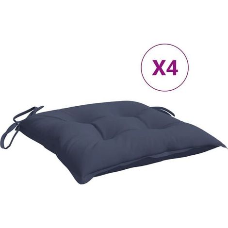 Coussins de chaise, lot de 4, bleu marine, 40x40x7 cm, tissu Oxford. (1/5)