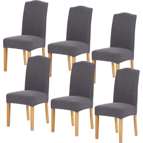 ZOLGINAH Housse de Chaise 6 pièces,Salle à Manger Stretch Extensible Antidérapante Couverture de Chaise,Housse de Salle à Manger Amovible Lavable Housse de Chaise pour Salle(6 pièces,Gris) (1/5)