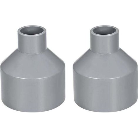 Raccord de tuyau en PVC réducteur 50 mm x 20 mm, raccord moyeu à moyeu, gris, 2 pièces (1/4)