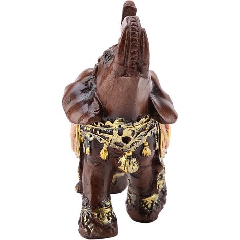 Statue d'éléphant porte-bonheur Feng Shui en bois veiné, sculpture, figurine de richesse, cadeau, décoration intérieure (S) (1/5)
