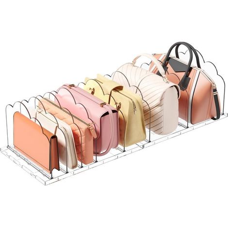 Rangement Sac a Main en Plastique, 2 Pack Séparateur D'étagère Organisateur Transparent Réglable pour Chambre à Coucher, Bureau Sacs à Main, Pochettes, Sacs à Provisions et Séparateur de Livre (1/5)