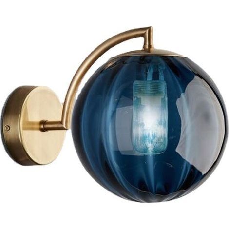 Applique murale Ø15cm en verre bleu – Support métal durable – Installation facile – Pour chambre, salon, bureau, couloir (1/5)