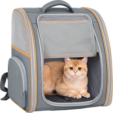 PawHut Pet Backpack Carrier, Foldable Storage Bag, Grey (1/5)