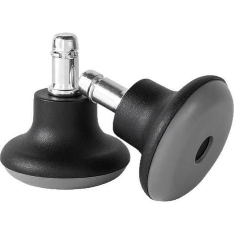 Pieds de rechange pour chaise de bureau à roulettes pivotantes, compatibles avec roulettes fixes ou non - profil bas, avec patins adhésifs en PVC séparés - noir - lot de 5 (1/2)