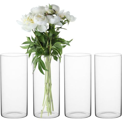 Lot de 4 vases verre cylindriques 10 cm, pour bougies flottantes ou déco mariage