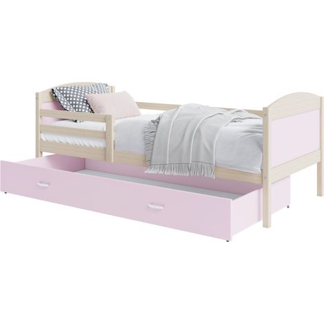 Lit Enfant Matys 90x190 tiroir Pin - rose