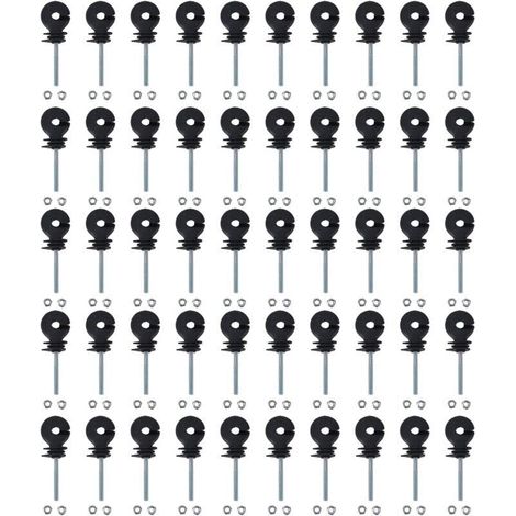 Lot De 50 Isolateurs De Clôture Électrique, Isolateur De Clôture Électrique À Visser Pour Élevage D'animaux, Accessoires De Système De Grille Tube Tétragone Tube Rond Tube De Fer D'angle (1/5)