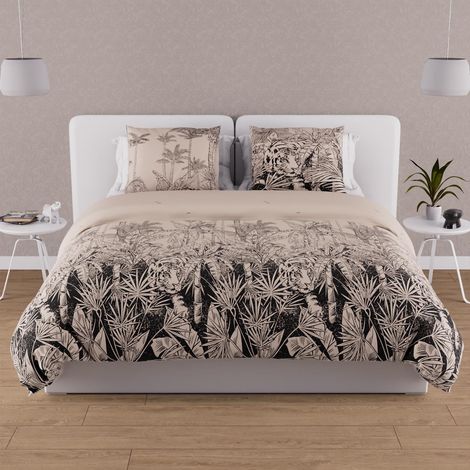 Parure Housse de Couette en Coton 57 Fils 240x220 cm Tigre Sable (1/5)