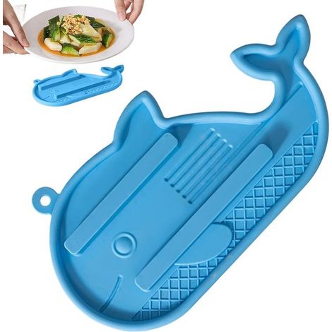 Alfombrilla de silicona para escurrir - Soporte para cucharas de encimera - Almacenamiento de cocina - Bandeja de escurrido resistente al calor - 20 x 10 cm - Azul (1/5)