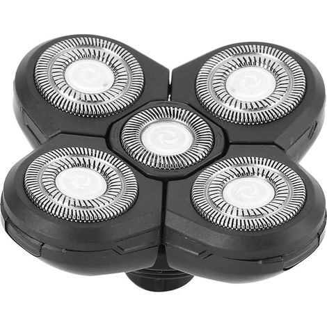 Electric Beard Shaver, 5 Heads Universal Rotary Head Electric Waterproof Accessory Replacement Silver RX1500 Shaving Supplies and Accessories for Bald Men (1/5)