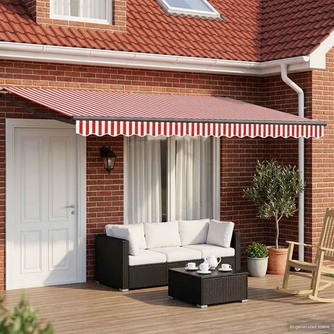 Toldo Retráctil Eléctrico Rojo y 5 x 3 m