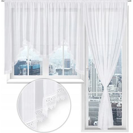 M-ka Gardinen für Fenster und Balkone, Guipure, für Wohn- und Schlafzimmer, 400x145 und 200x250