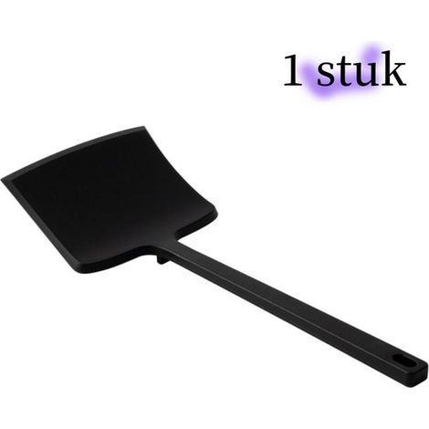 spatule en silicone - résistante à la chaleur - pour omelettes et crêpes - convient aux poêles antiadhésives - noire (1/5)