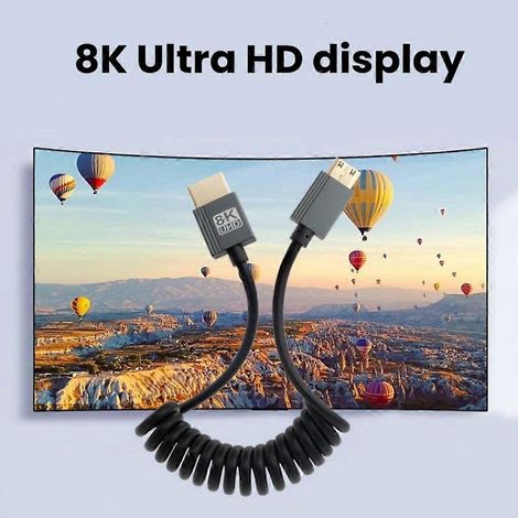 Câble spiralé 8K HDTV avec connecteur mâle A vers A pour appareils photo reflex numériques (1/4)
