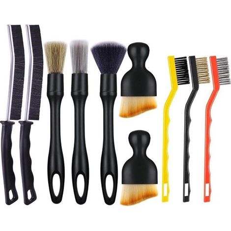 10PCS Pinceau Detailing Auto,Automatique de Voiture Détail Brosse,Pinceaux Nettoyage Voiture,pour Tableau de Bord,Bouches Daération (1/4)